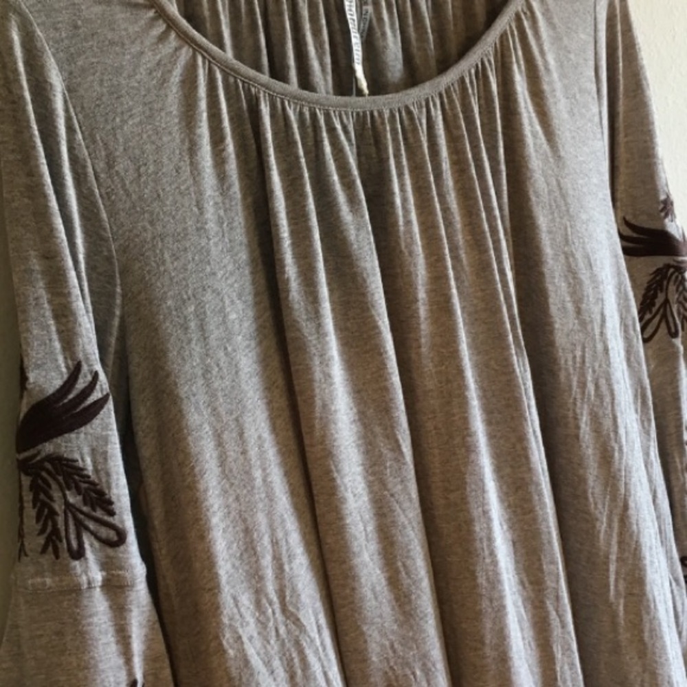 Oversized Swing Blouse Long Sleeve Top Embroidered - Picture 7 of 9